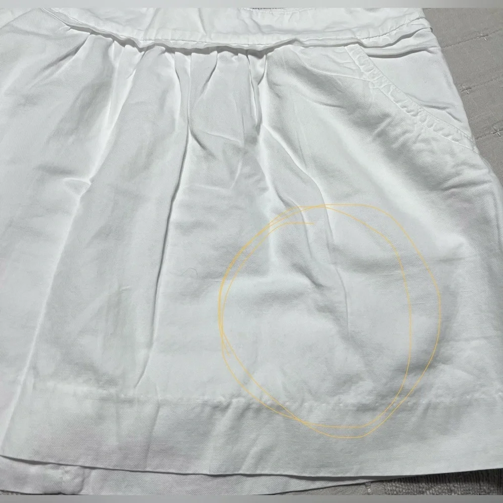 Crew Cotton Linen White/Ivory Front Pockets Zipper Closure Short Skirt Sz/6